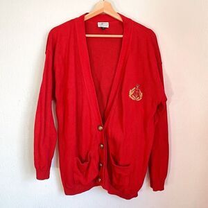 Vintage Country Club Red Cardigan Sweater Women’s Medium Plaza Pendleton Cotton